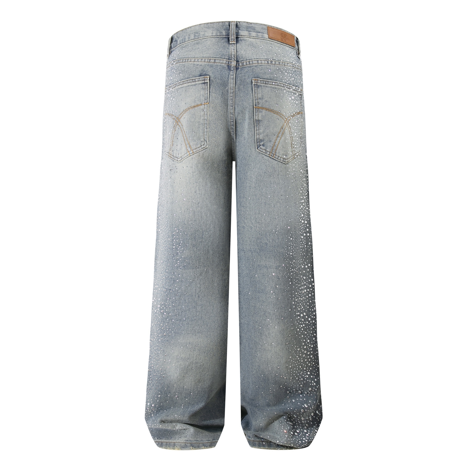 BLOSSOM ART RHINESTONE DENIM PANTS