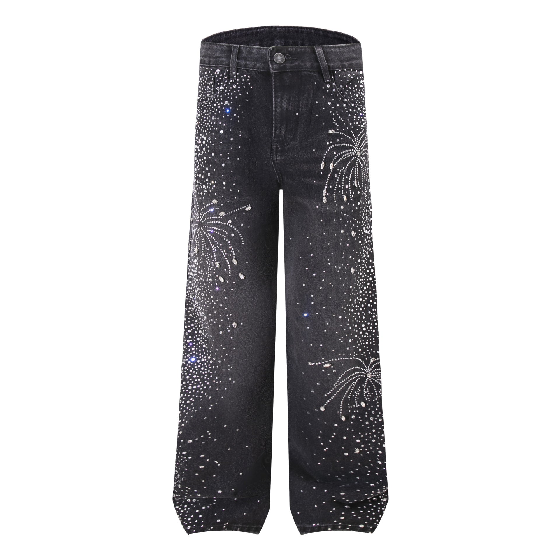 BLOSSOM ART RHINESTONE DENIM PANTS